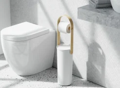 Umbra Wc-rolhouder Bellewood 18x68cm - kunststof & hout - wit & naturel