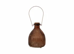 Wespenpot geribbeld 12,3x17,80cm - glas - bruin & grijs