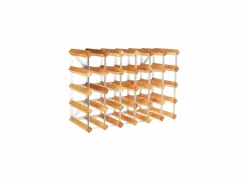 Wijnrek 61,5x23x42cm - metaal & hout massief - lichte eik