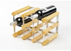 Wijnrek 32x23x23cm - metaal & hout massief - lichte eik