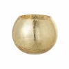Windlicht Bol craquele effect H12cm - glas - goud