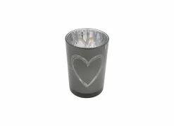 Mars & More Windlicht Heart H18cm - glas - grijs