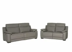 Zetel Curry 3+2-zit - leder - asgrijs met relax