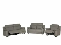 Zetel Curry  2,5+2+1-zit - leder - asgrijs met relax