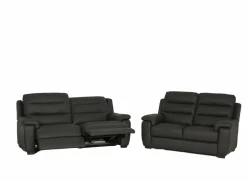 Zetel Folk 2,5+2-zit - leder - antraciet met relax