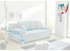 Zetelbed Lindau 2 persoons - 203x106cm - stof - blauw